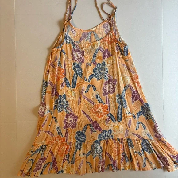 Urban Outfitters Orange Floral Print Flutter Hem Adjustable Straps Sleeveless SP - Picture 3 of 6